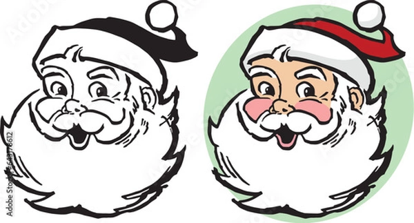 Obraz A vintage retro cartoon of Santa Claus, jolly old Saint Nicholas. 