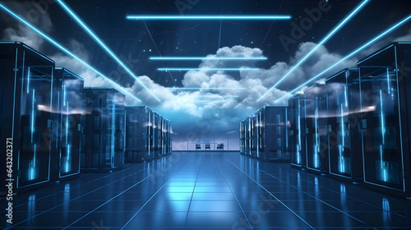 Obraz there is a cloud that is floating in the air over a server Generative AI