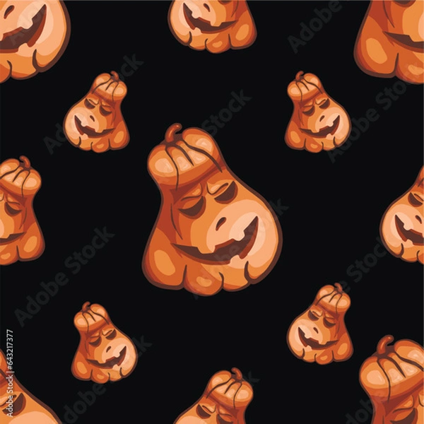 Obraz Black pattern with colorful orange pumpkin for halloween