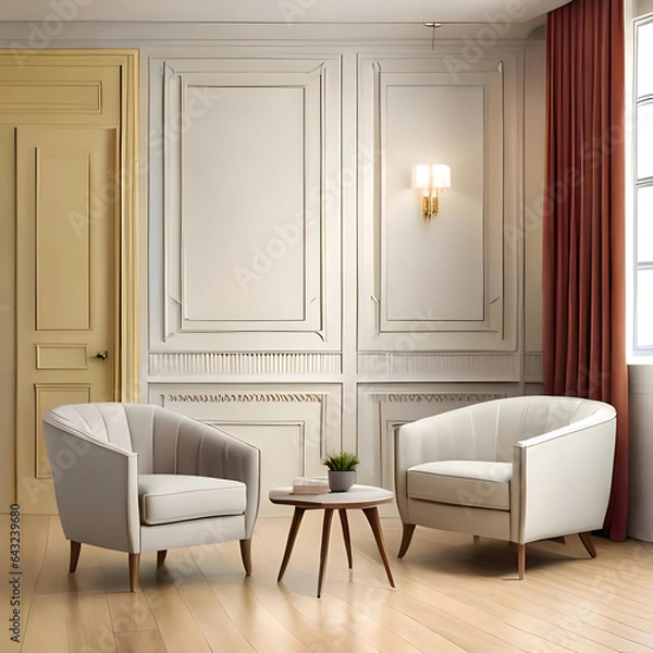 Obraz Luxury apartment suite lounge. Created with generative AI