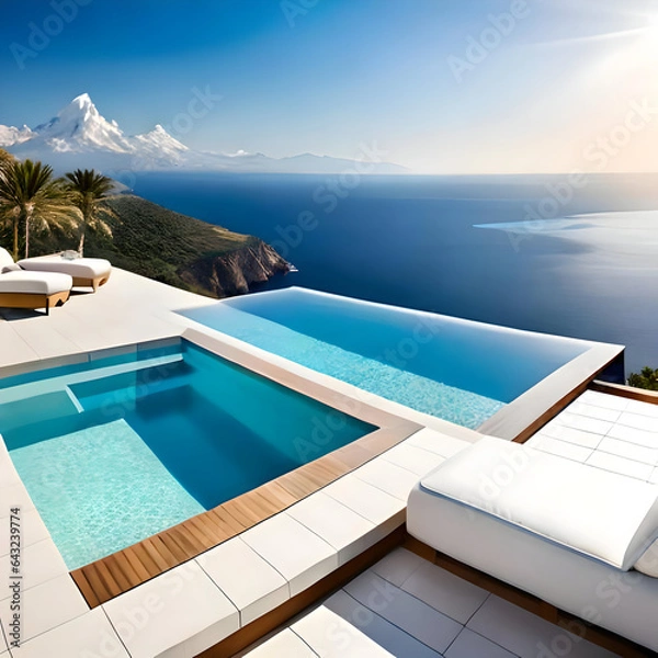 Obraz Luxury swimming pool. Created with generative AI