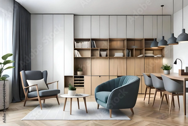 Obraz Modern living room. Created with generative AI