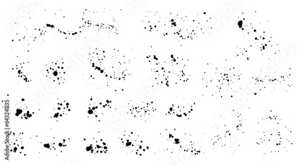 Fototapeta black elements of paint ink splatter, set. Vector illustration