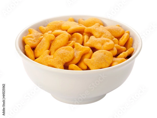 Obraz Krakersy Goldfish w białym naczyniu