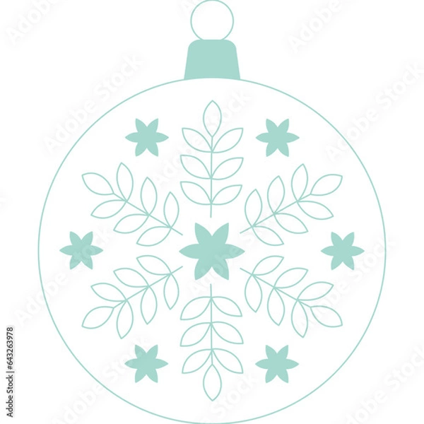 Fototapeta Weihnachtskugel türkis mit transparentem Hintergrund 