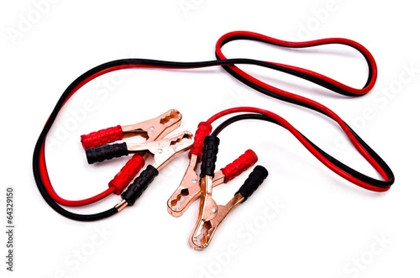 Obraz Car battery jumpers isolated on white