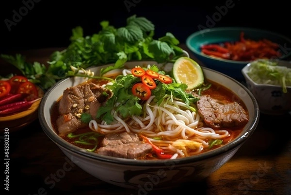 Obraz Vietnamese Culinary Delight: Bun Bo Hue Noodle Soup