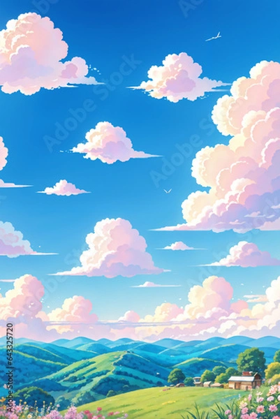 Obraz  Sky clouds, anime style patterns, 