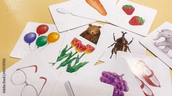 Fototapeta 知育カードで勉強する