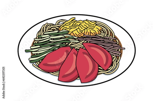 Fototapeta 冷やし中華　イラスト