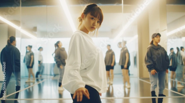 Obraz ダンスのフォーメーションを組む若いダンサーの女の子 young dancers makes dancing formation