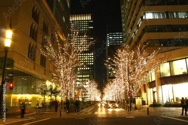 Obraz 東京　丸の内　仲通り　イルミネーション　夜景