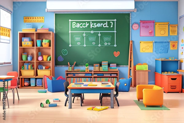 Obraz classroom with board and chair table