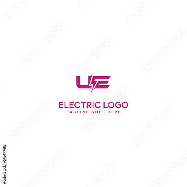 Fototapeta Initial Letter UE Lightning Icon Logo Design Template