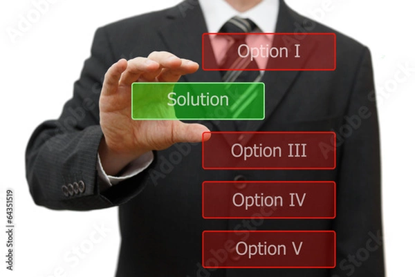 Fototapeta solution concept, businessman choosing right solution