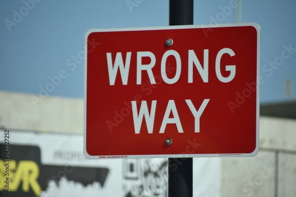 Fototapeta Warning: Red 'Wrong Way' Sign