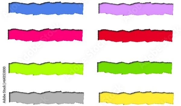 Fototapeta Set of torn papers with color space for text isolated