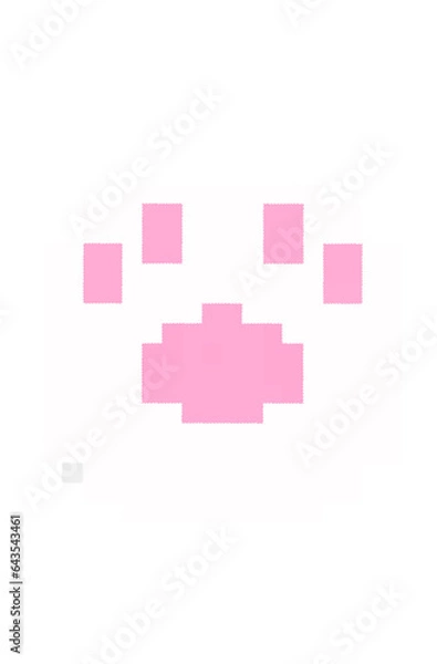 Obraz White cat paw pixel art