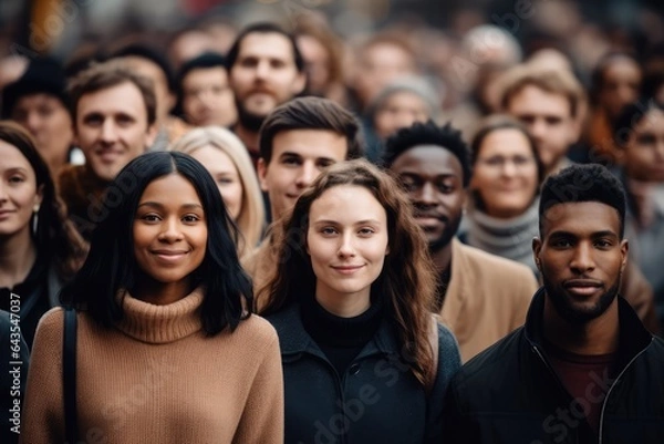 Fototapeta Diverse Crowd - Community of Different People - AI Generated