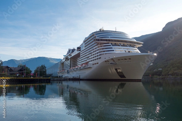 Fototapeta Cruise ship in a Norway fjord