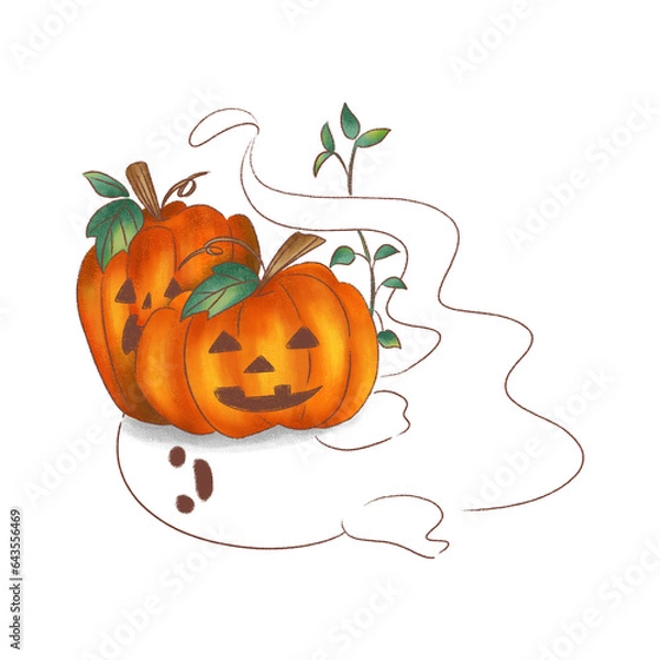 Obraz かぼちゃとおばけの挿絵