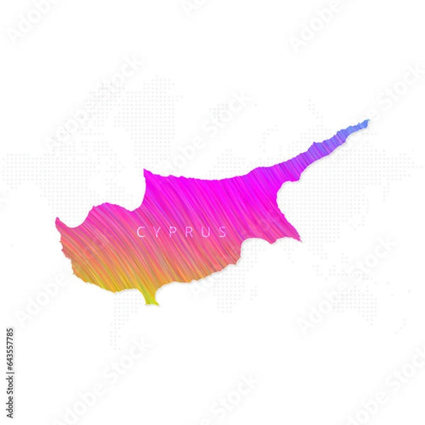 Fototapeta Cyprus map in colorful halftone gradients. Future geometric patterns of lines abstract on white background. Vector illustration EPS10.
