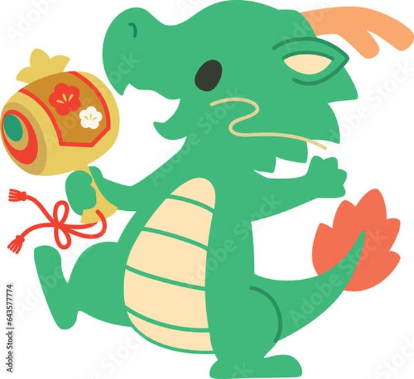 Obraz 打ち出の小槌を持った龍のかわいいイラスト