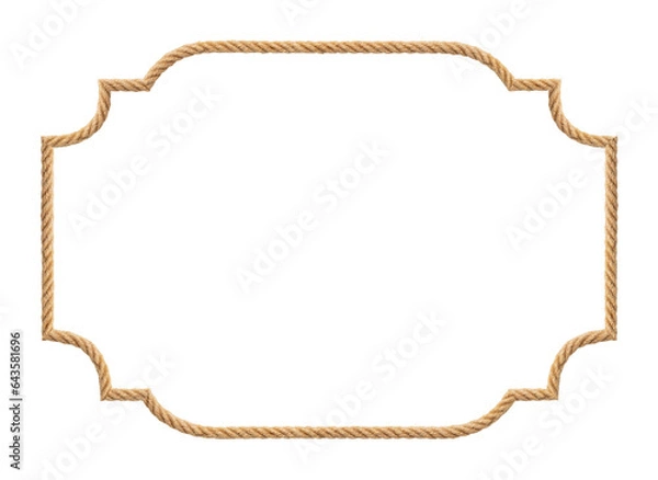 Obraz Brown western rope in frame shape on white background
