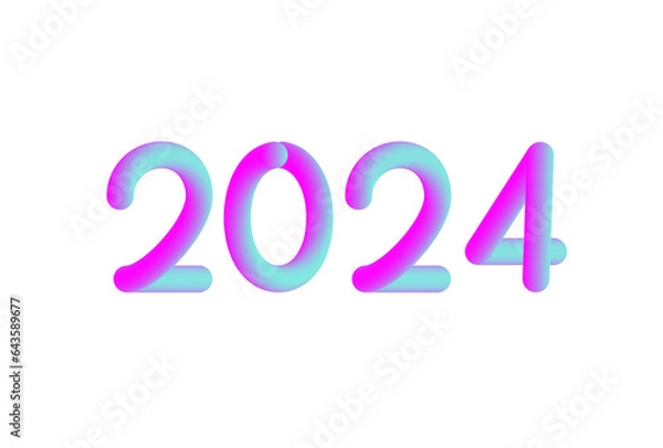 Fototapeta New year gradient abstract text 2024
