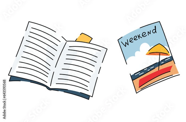 Obraz Flat illustration of a magazine open and closed