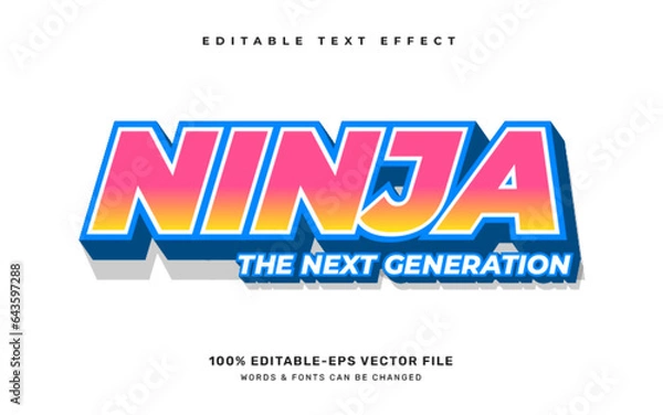Fototapeta Ninja, the next generation editable text effect template