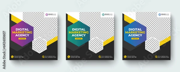 Obraz Digital marketing promotional social media post or web banner ad template. Business marketing social media post, web banner, ad design template.