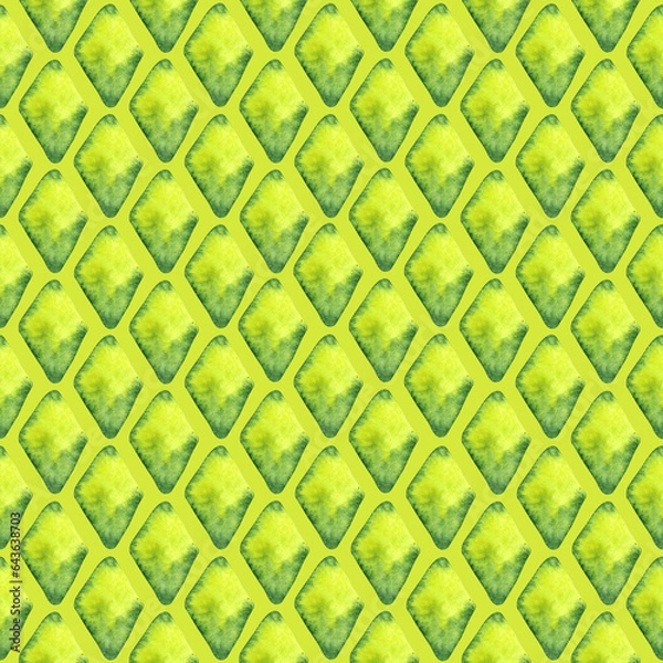 Fototapeta Watercolor seamless hand drawn geometric pattern with colorful rhombuses