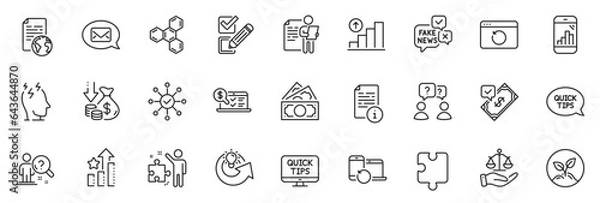 Fototapeta Icons pack as Ranking stars, Online accounting and Web tutorials line icons for app include Manual, Checkbox, Graph phone outline thin icon web set. Fake news, Messenger, Stress pictogram. Vector