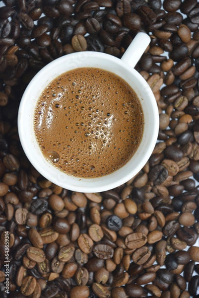 Obraz cup of coffee with beans