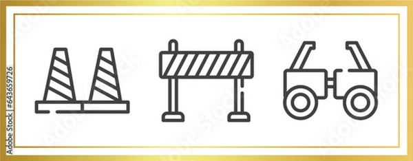 Fototapeta test outline icons set. linear icons sheet included bollards, traffic barrier, testing glasses vector.