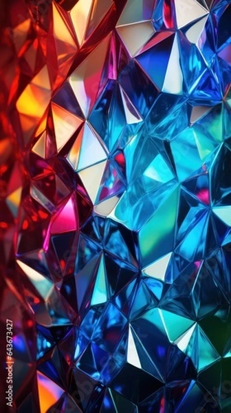 Fototapeta background with a diamond pattern, a kaleidoscope of colors dancing under diffused light. Glass glamour. 