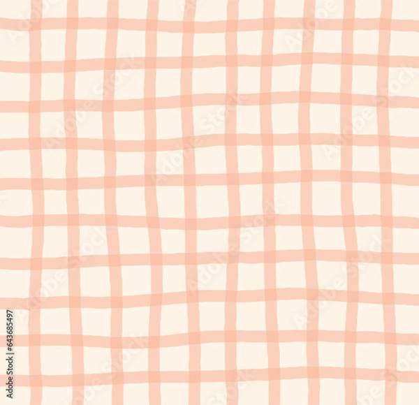 Fototapeta Gingham Plaid Vector Seamless Pattern. baby color checker background. pastel stripes all over print.
