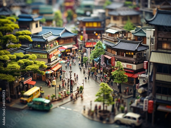 Obraz 古き良き日本の街のジオラマ