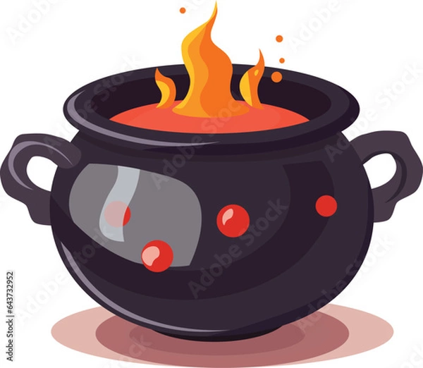 Fototapeta Mystical Witch's Cauldron with Fiery Brew - Halloween Vector Illustration