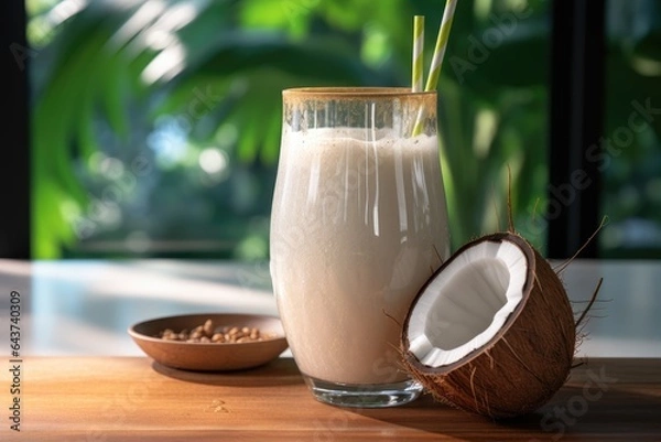 Obraz coconut milk and coconut smoothie