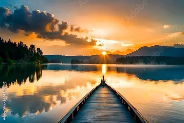 Obraz sunrise over lake