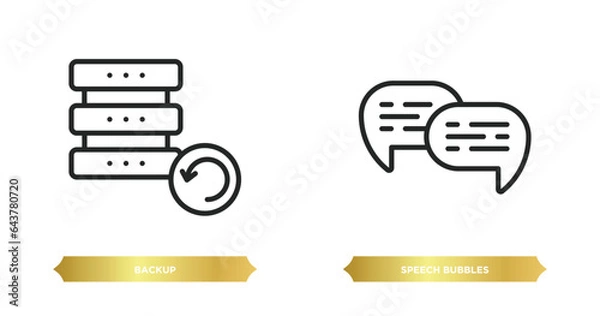 Fototapeta two editable outline icons from search engine optimization concept. thin line icons such as backup, speech bubbles vector.