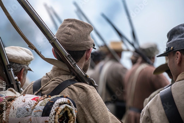 Obraz Confederate troops lined up ready for battle
