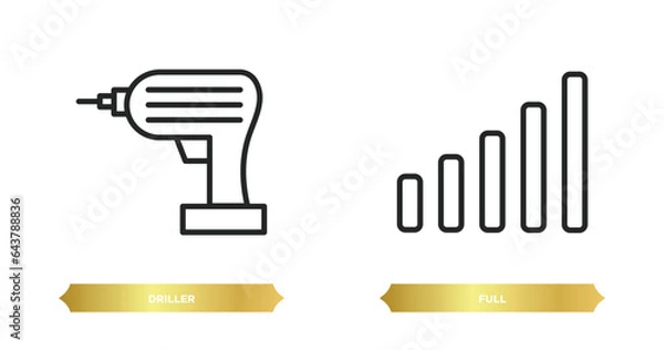 Fototapeta two editable outline icons from electrian connections concept. thin line icons such as driller, full vector.