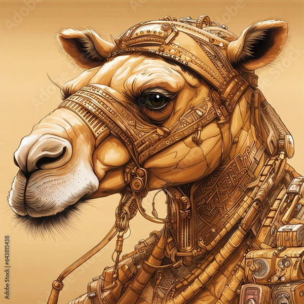 Obraz Cyber ​​camel portrait created with artificial intelligence.