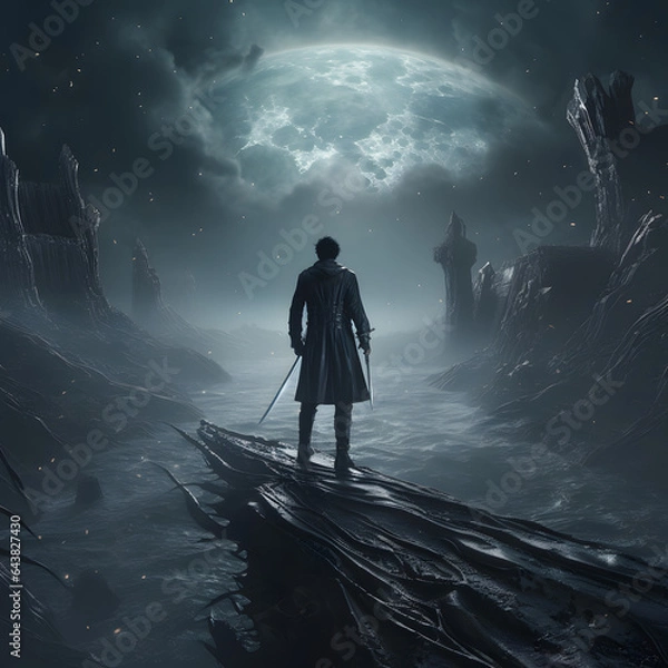 Fototapeta knight in dark world generated by ai