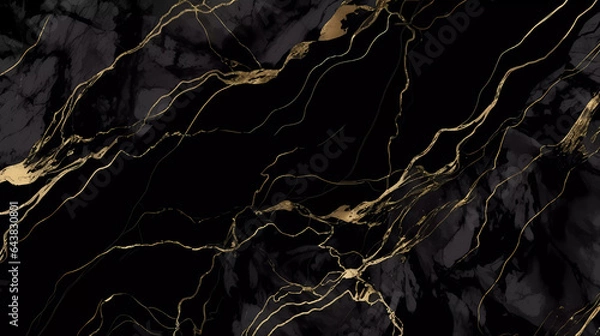 Fototapeta Luxury Black and Gold Marble texture background.marble surface, curved golden lines.interior design background.Vector illustration