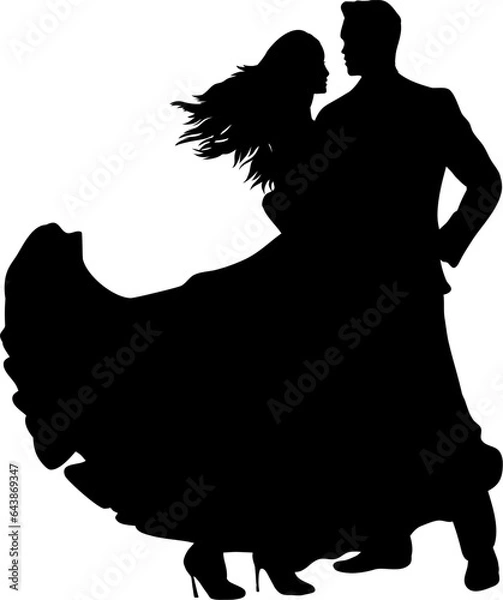 Fototapeta Couple Dancing Silhouette Illustration