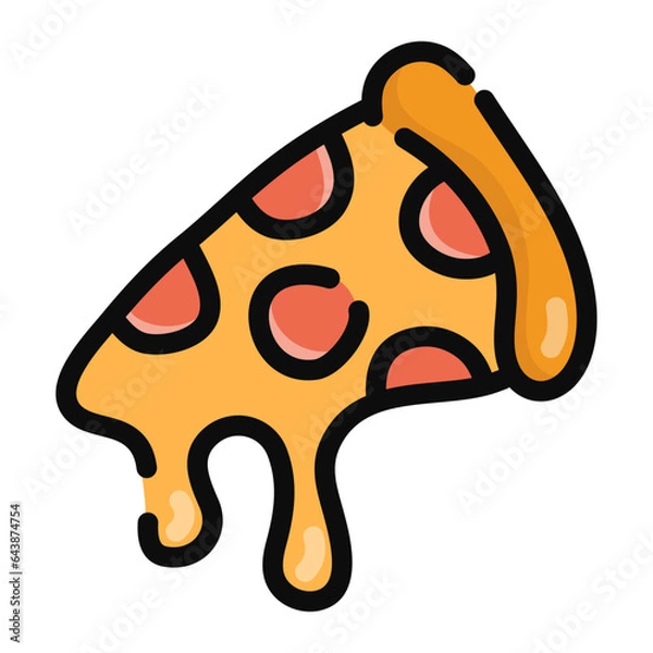 Obraz Pizza fast food single icon in flat color style